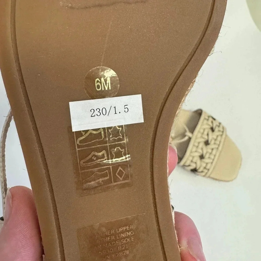 NWOT Tory Burch Caning Ankle-Wrap Leather Espadrille Sandals - Picture 6 of 6